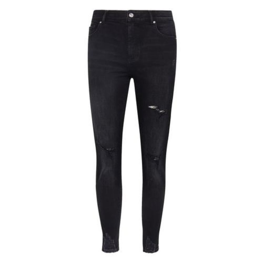 Primark Size 6 Charcoal Gray Ripped Skinny Jeans